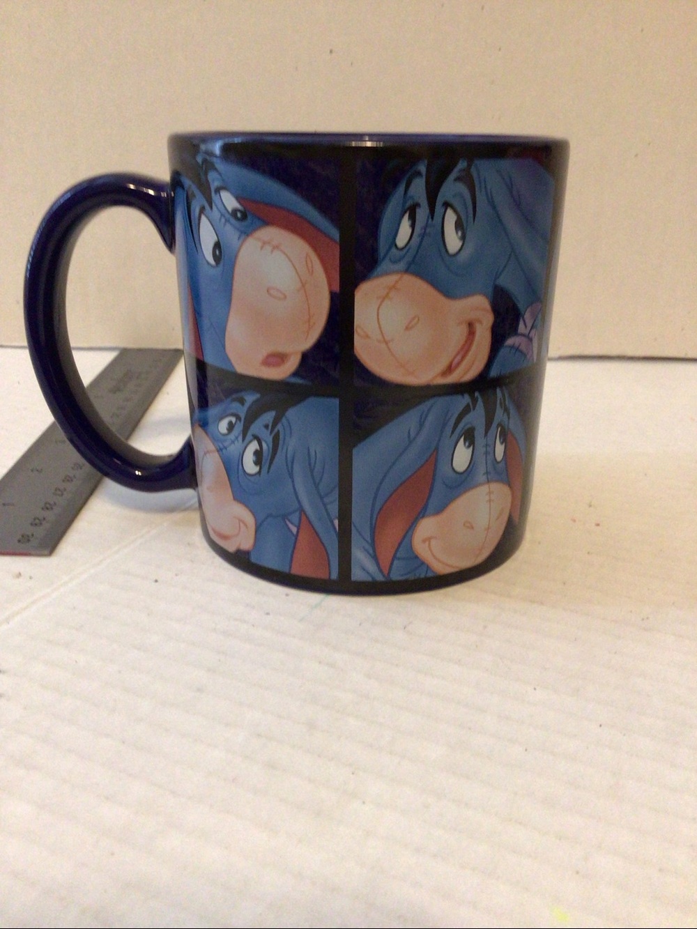 Vintage Disney Store The Many Faces of Eeyore Oversized Coffee Mug Navy Blue
